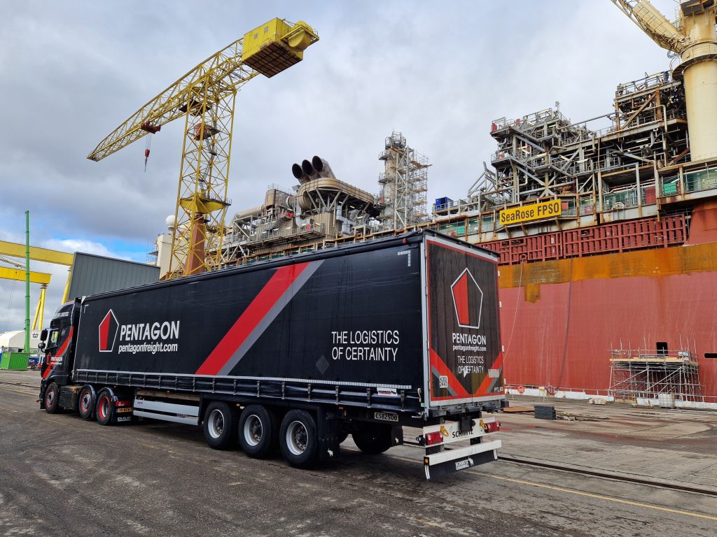 Pentagon Freight Services's UK unit has been tagged to support the logistics for the SeaRose FPSO refit in Belfast, Northern Ireland.