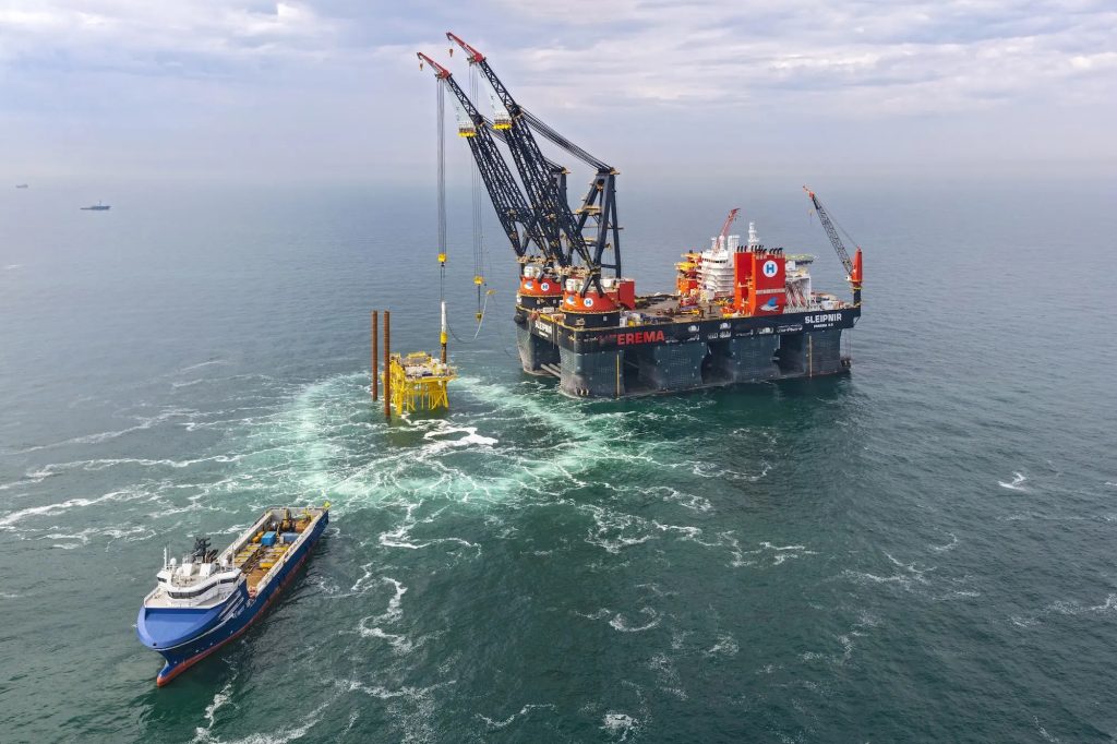 Heerema's Sleipnir installs colossal jacket for Hollandse Kust (west Beta) project