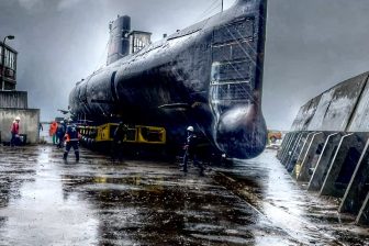 Ex-South African Navy submarine relocated in adverse weather