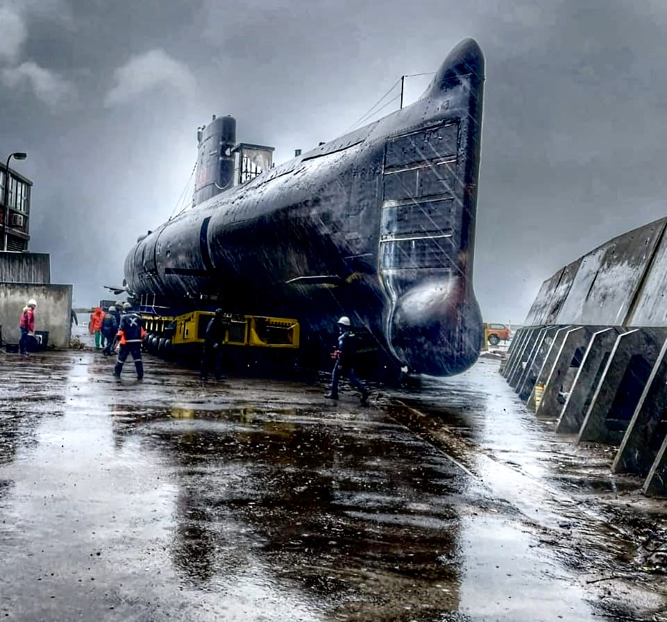 Ex-South African Navy submarine relocated in adverse weather