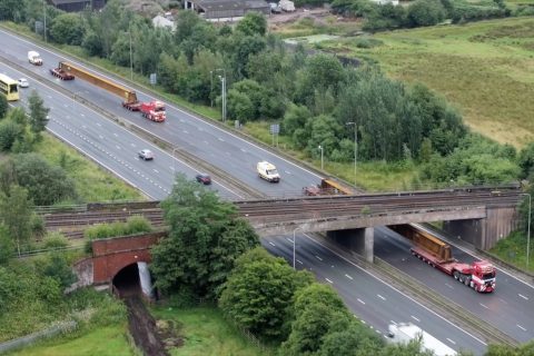 North England rail bridge arrives by road